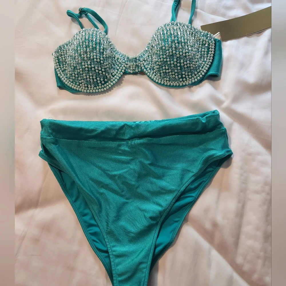 NEW Patbo Hand Beaded Bikini Top M/Bottom L - Picture 9 of 13